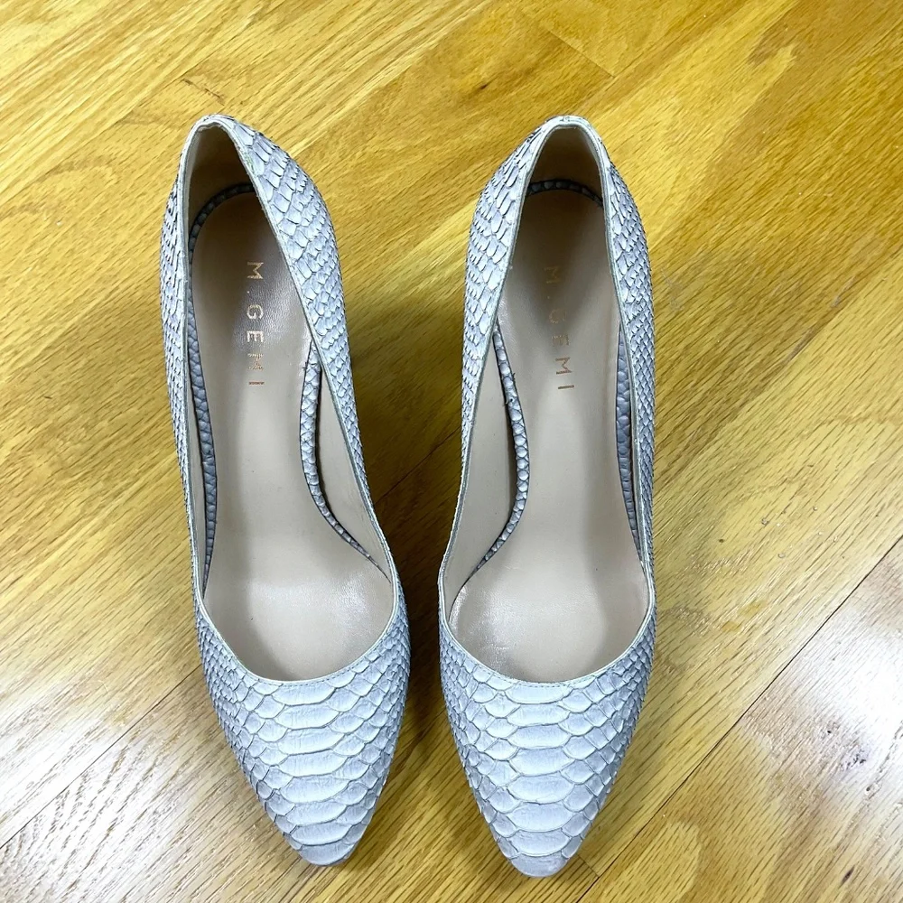 M. Gemi Heels Gray Faux Snakeskin Lustro (39.5, 8.5)